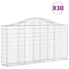 vidaXL 30 db íves horganyzott vas gabion kosár 200x30x100/120 cm (3145447) kerti tárolás