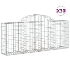 vidaXL 30 db íves horganyzott vas gabion kosár 200x30x80/100 cm (3146106) kerti tárolás
