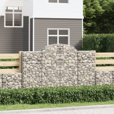 vidaXL 30 db íves horganyzott vas gabion kosár 200x50x120/140 cm kerti dekoráció