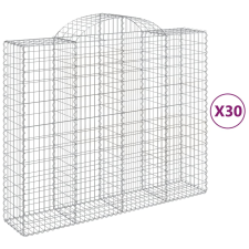 vidaXL 30 db íves horganyzott vas gabion kosár 200x50x160/180 cm (3146400) kerti tárolás