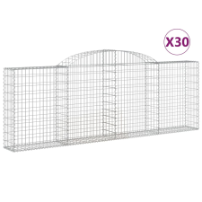 vidaXL 30 db íves horganyzott vas gabion kosár 300 x 30 x 100/120 cm (3146537) kerti tárolás