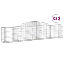 vidaXL 30 db íves horganyzott vas gabion kosár 300x30x60/80 cm (3146501) kerti tárolás