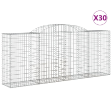 vidaXL 30 db íves horganyzott vas gabion kosár 300x50x120/140 cm (3146735) kerti tárolás