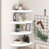 vidaXL 323909 Floating Corner Shelves 4 pcs High Gloss White 35x35x3,8 cm MDF