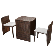 vidaXL 3 darabos barna polyrattan bisztrószett párnákkal (42881) kerti bútor