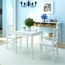vidaXL 3 darabos fehér fenyőfa étkező szett bútor