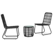 vidaXL 3-darabos fekete polyrattan bisztrószett (48585) kerti bútor