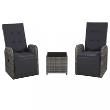 vidaXL 3 darabos szürke polyrattan bisztrószett párnákkal kerti bútor