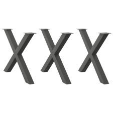 vidaXL 3 db antracit acél étkezőasztal lábak X-alakú 90x(72-73) cm bútor