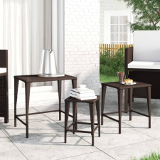vidaXL 3 db barna polyrattan rakásolható kisasztal bútor