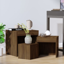 vidaXL 3 db barna tölgyszínű megmunkált fa dohányzóasztal bútor