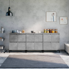 vidaXL 3 db betonszürke szerelt fa tálalószekrény 60 x 35 x 70 cm bútor