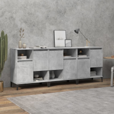 vidaXL 3 db betonszürke szerelt fa tálalószekrény 60 x 35 x 70 cm bútor