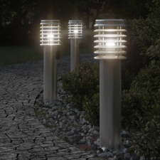 vidaXL 3 db ezüst rozsdamentes acél kültéri állólámpa aljzattal 60 cm kültéri világítás