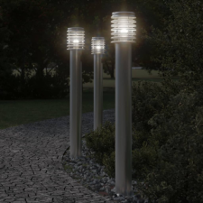 vidaXL 3 db ezüstszínű rozsdamentes acél kültéri állólámpa 110 cm kültéri világítás