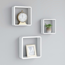 vidaXL 3 db fehér MDF fali kockapolc bútor