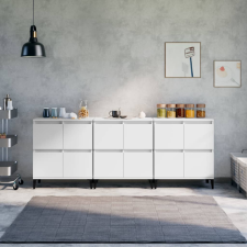 vidaXL 3 db fehér szerelt fa tálalószekrény 60 x 35 x 70 cm bútor