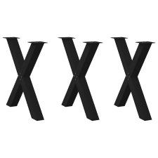 vidaXL 3 db fekete acél étkezőasztal lábak X-alakú 80x(72-73) cm bútor