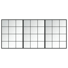 vidaXL 3 db fekete fém fali tükör 80x60 cm (3189033) bútor