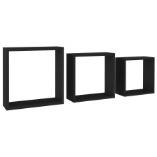 vidaXL 3 db fekete MDF fali kockapolc (323950) bútor