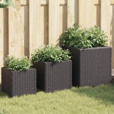 vidaXL 3 db fekete polyrattan kerti ültetőláda kerti tárolás