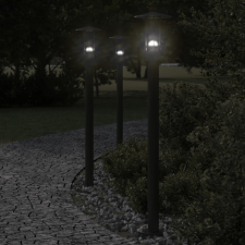 vidaXL 3 db fekete rozsdamentes acél kültéri állólámpa 100 cm kültéri világítás