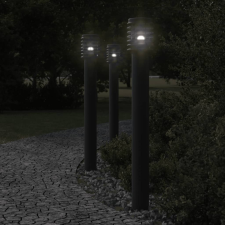 vidaXL 3 db fekete rozsdamentes acél kültéri állólámpa aljzattal 110cm kültéri világítás