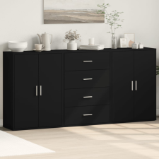 vidaXL 3 db fekete szerelt fa tálalószekrény 60 x 31 x 84 cm bútor