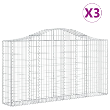 vidaXL 3 db íves horganyzott vas gabion kosár 200x30x100/120 cm (3145431) kerti tárolás