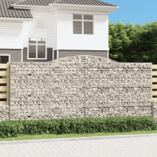 vidaXL 3 db íves horganyzott vas gabion kosár 200x30x180/200 cm kerti dekoráció