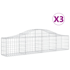 vidaXL 3 db íves horganyzott vas gabion kosár 200x30x40/60 cm (3145368) kerti tárolás