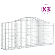 vidaXL 3 db íves horganyzott vas gabion kosár 200x30x80/100 cm (3145410) kerti tárolás