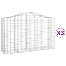 vidaXL 3 db íves horganyzott vas gabion kosár 200x50x120/140 cm (3145662) kerti tárolás