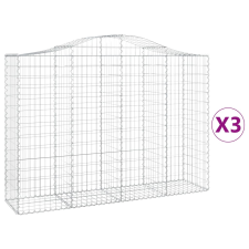 vidaXL 3 db íves horganyzott vas gabion kosár 200x50x140/160 cm (3145683) kerti tárolás
