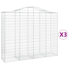 vidaXL 3 db íves horganyzott vas gabion kosár 200x50x160/180 cm (3145704) kerti tárolás