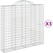 vidaXL 3 db íves horganyzott vas gabion kosár 200x50x180/200 cm (3146405) kerti tárolás