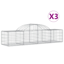 vidaXL 3 db íves horganyzott vas gabion kosár 200x50x40/60 cm (3146258) kerti tárolás