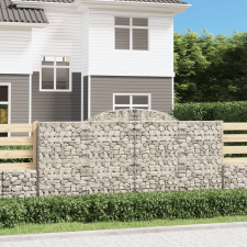 vidaXL 3 db íves horganyzott vas gabion kosár 300x30x140/160 cm kerti dekoráció