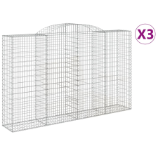 vidaXL 3 db íves horganyzott vas gabion kosár 300x50x180/200 cm (3146774) kerti tárolás