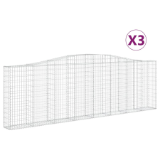 vidaXL 3 db íves horganyzott vas gabion kosár 400x30x120/140 cm (3145840) kerti tárolás