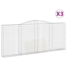 vidaXL 3 db íves horganyzott vas gabion kosár 400x30x160/180 cm (3146906) kerti tárolás