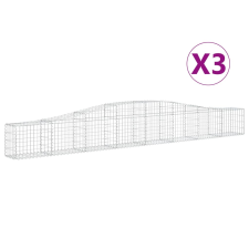 vidaXL 3 db íves horganyzott vas gabion kosár 400x30x40/60 cm (3145788) kerti tárolás