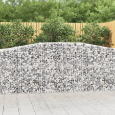 vidaXL 3 db íves horganyzott vas gabion kosár 400x50x100/120 cm kerti dekoráció