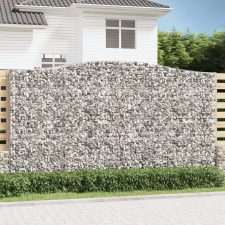 vidaXL 3 db íves horganyzott vas gabion kosár 400x50x220/240 cm kerti dekoráció