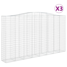 vidaXL 3 db íves horganyzott vas gabion kosár 400x50x220/240 cm (3146035) kerti tárolás