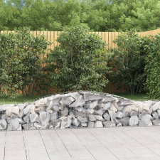 vidaXL 3 db íves horganyzott vas gabion kosár 400x50x40/60 cm kerti dekoráció