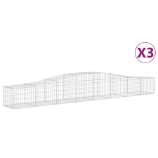 vidaXL 3 db íves horganyzott vas gabion kosár 400x50x40/60 cm (3145918) kerti tárolás