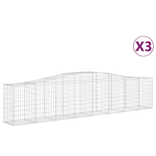 vidaXL 3 db íves horganyzott vas gabion kosár 400x50x80/100 cm (3145944) kerti tárolás