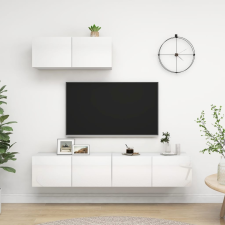 vidaXL 3 db magasfényű fehér forgácslap TV-szekrény bútor