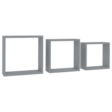 vidaXL 3 db szürke MDF fali kockapolc (323951) bútor